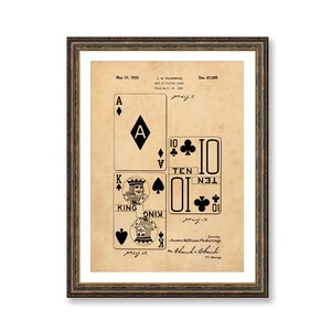 Patent Wall Art: Vintage Playing Cards - Industrial Decorative Print