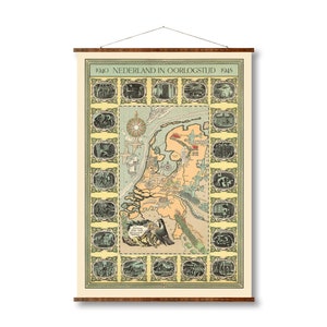 Mapa da Holanda em tela, mapa decorativo em pergaminho, cor vintage, decoração para casa de campo, mapa vintage da Holanda