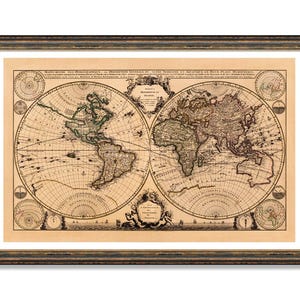 1708 World Map Print: Restored Antique Style Wall Art
