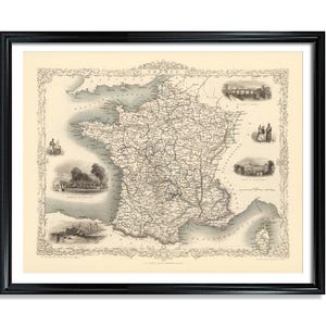 France Vintage European City Poster Print on Matte Paper Decorative Antique Wall Decor City Map of France