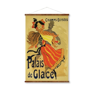Champs-Elysees Palais de Glase French Vintage Poster Illustrations on Canvas Art Ready to Hang Antique Decor Roll Down Canvas Scroll
