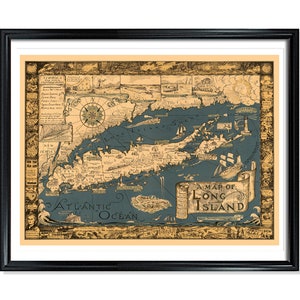 Long Island Map Vintage Poster Print on Matte Paper Decorative Antique Wall City Map