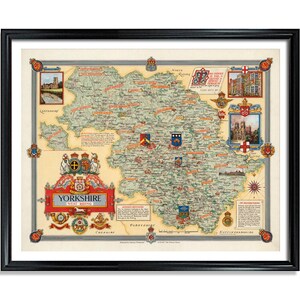Yorkshire Vintage European City Poster Print on Matte Paper Decorative Antique Wall Decor City Map of England