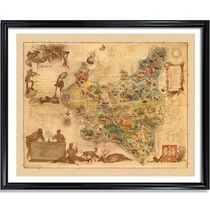 Poland Pictorial Map - Poster Print  Matte Finish Art Décor - Travel Wall Art