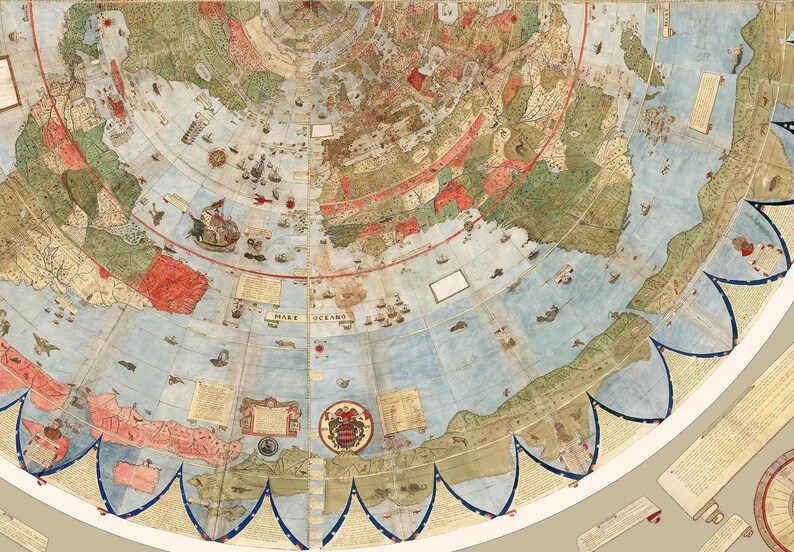 World Map Print: 14th Century Vintage Style - Matte Photo Paper image 4