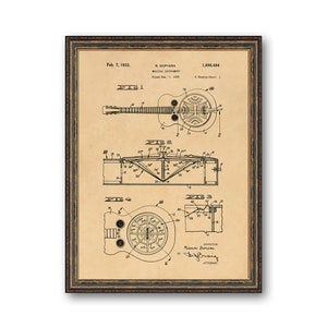 Musical Instrument Vintage Patent Illustrations Industrial Decorative Musical Instrument Print Musician Gift
