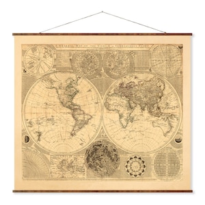 Mapa general del mundo vintage desplegable sobre lienzo
