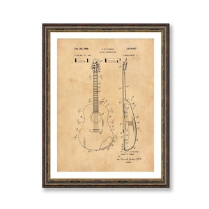 Acoustic Guitar Patent Art: Vintage Industrial Style - Wall Decor