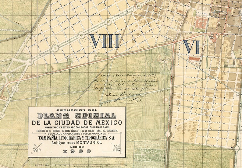 Mexico City Map Vintage Street Map Poster Print on Matte Paper image 4