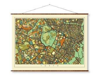地図です Tokyo City Map Art: Vintage Mosaic Canvas Wall Decor - Etsy