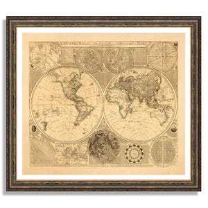Vintage World Map Poster: Sepia Antique Style Wall Art