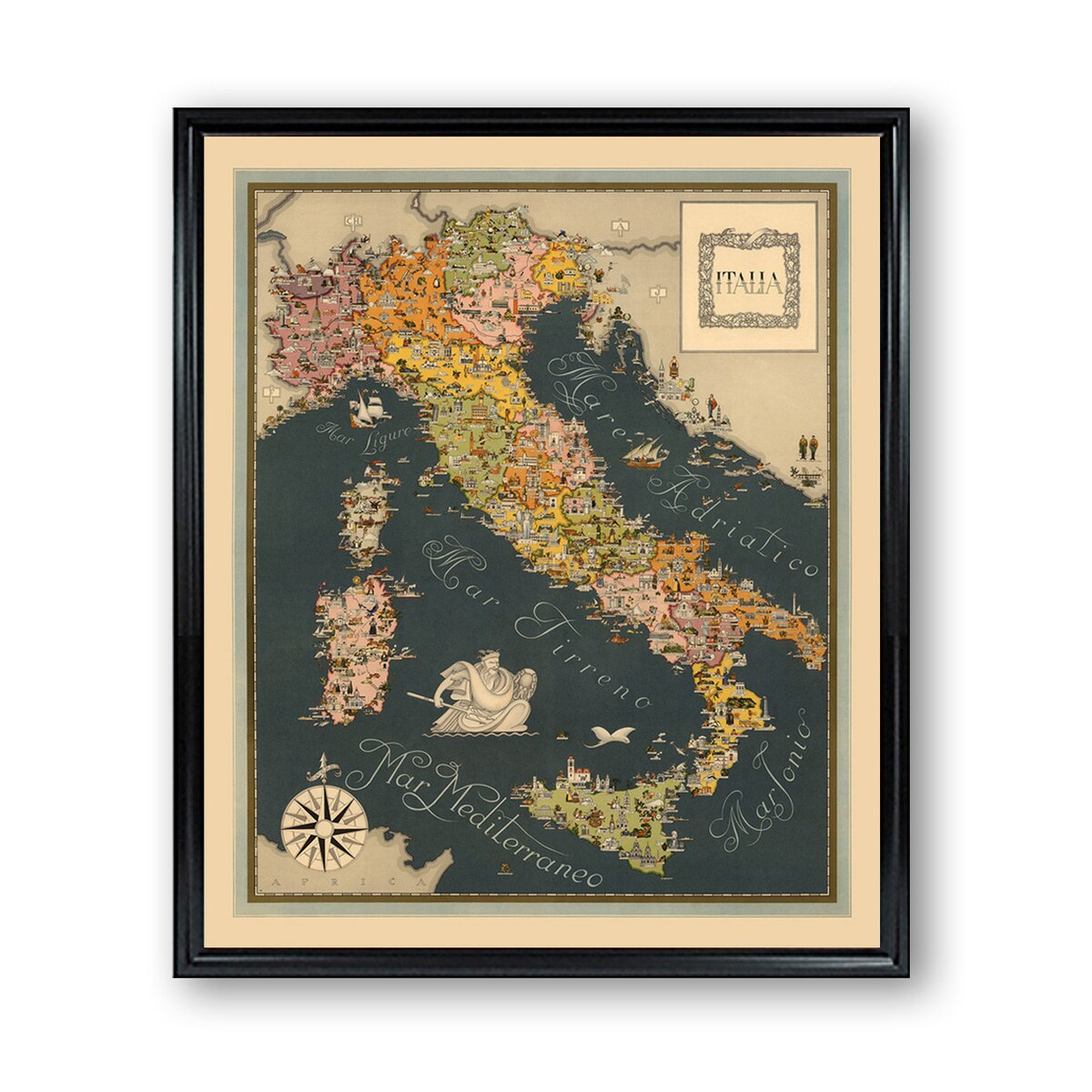 Italia Print Vintage Colored Map Country Home Wall Decor Map of Italy, 16x20 - Etsy