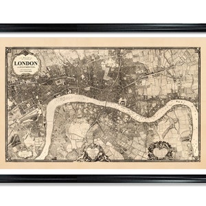 Map of London Vintage European City Poster Print on Matte Paper Decorative Antique Wall Decor City Map of England