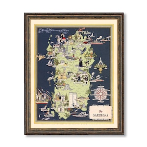Sardinia Italy Map Vintage European City Poster Print on Matte Paper Decorative Antique Wall Decor City Map