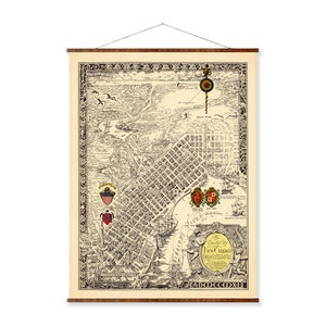 New Orleans Vintage Karte Stadt Karte auf dekorative antike Wanddekoration Bildliche Stadtkarte von Louisiana