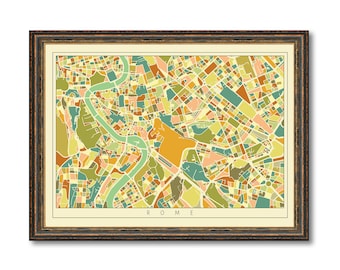 Rome City Map Print: Vintage Mosaic Art for Home Decor