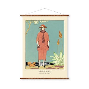 Fashion illustration George Barbier 1921 Vintage Print Paris Couture Antique Art Print A Palm Beach
