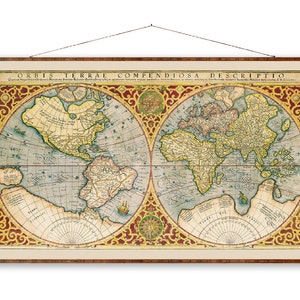 Vintage Map, Canvas Maps, Wall Art, Antique Scroll, Ready To Hang, Rustic Home Decor, Handmade Gift For Collectors