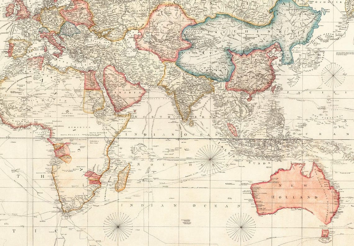 Vintage World Map Print - 1808 Explorers Chart, Old Style - Etsy
