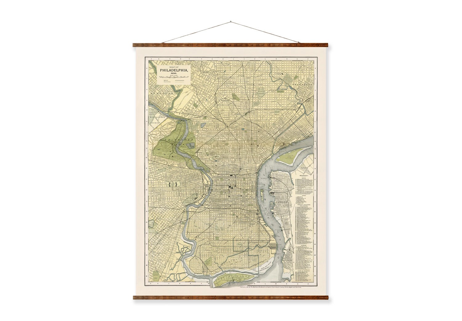 Philadelphia City Map Vintage City Map on Ready to Hang Roll | Etsy