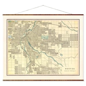 Impresión del mapa de Denver: lienzo de pergamino vintage de 1901