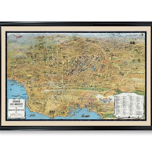 Vintage Los Angeles Map Print - Antique City Wall Art