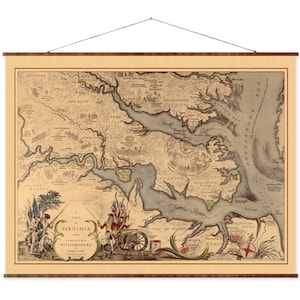 VIrginia Map Vintage Stadtkarte auf fertig aufhängbarer Wandkarte