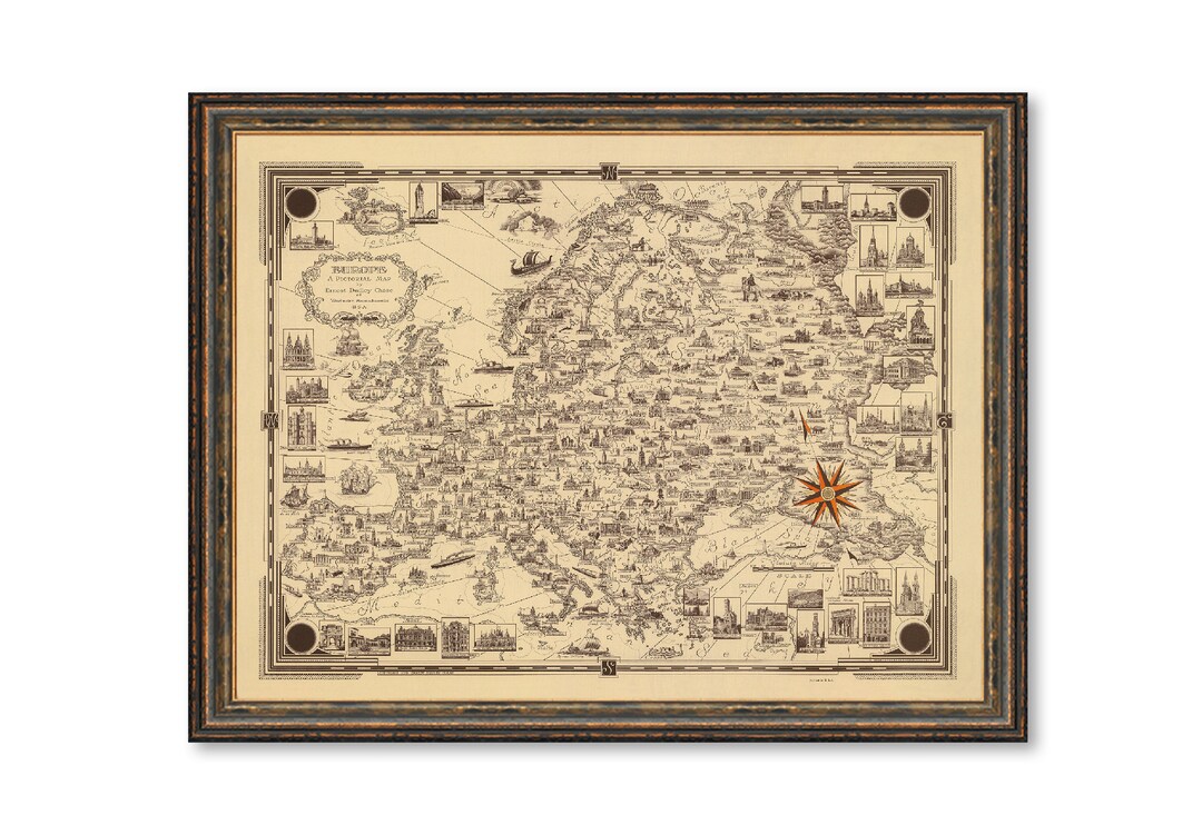 Map of Europe Poster Print Vintage Wall Decor Antique European - Etsy