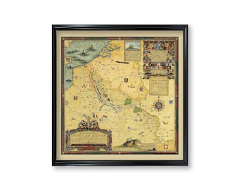 France and Belgium Battle Map Poster Print Vintage Antique Wall Decor Military Maps