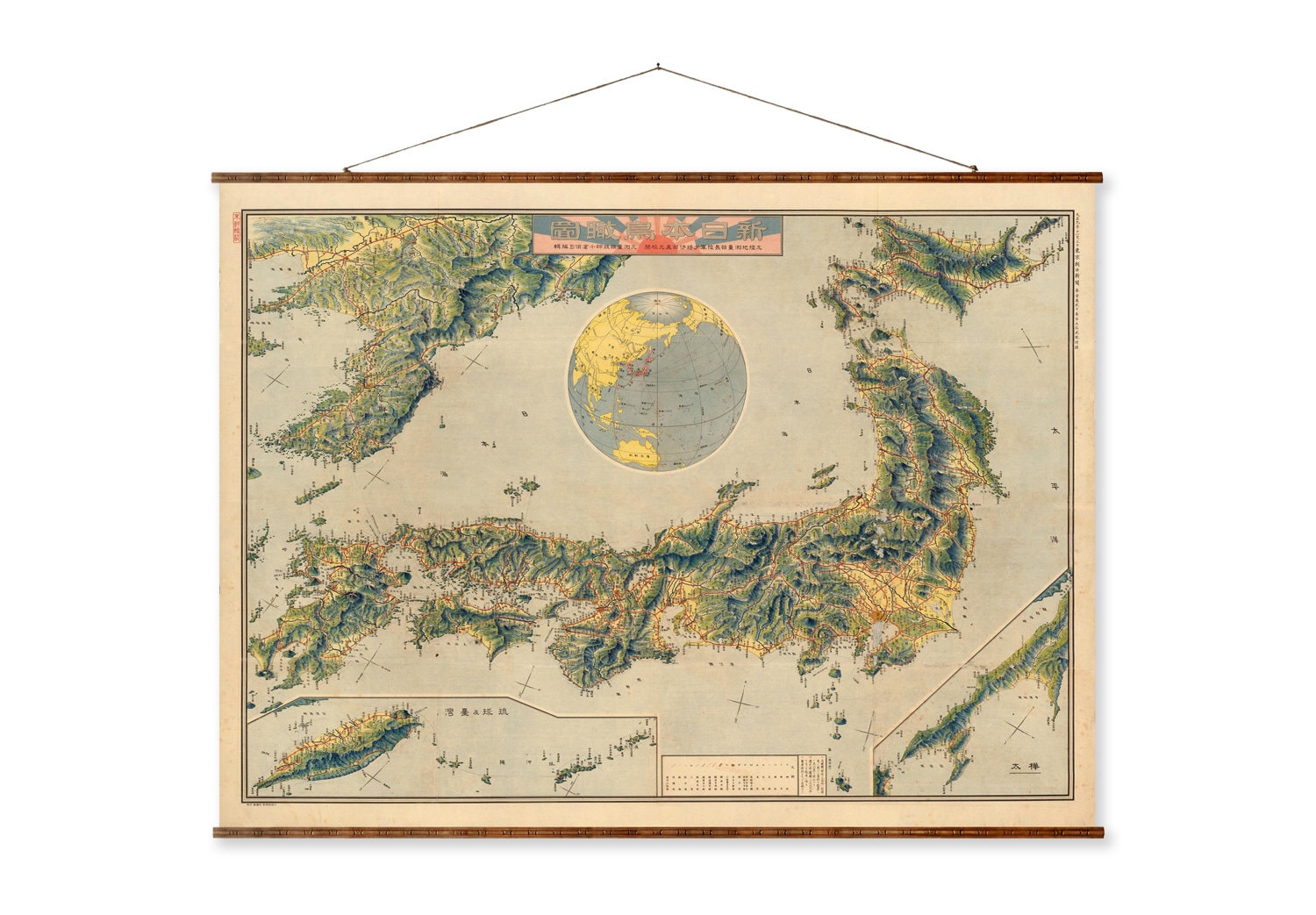 Vintage Japan Canvas Map: Antique Scroll Style Wall Art - Etsy