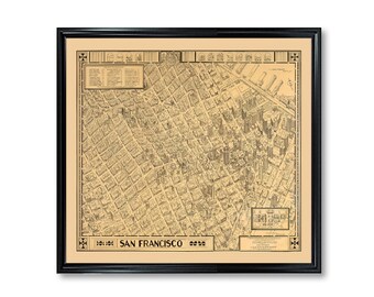 Póster del mapa arquitectónico de San Francisco: decoración vintage para pared