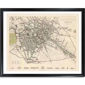 Berlin Vintage European City Poster Print on Matte Paper Decorative Antique Wall Decor City Map of Germany