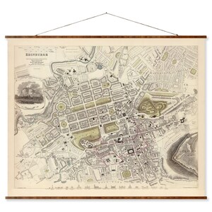 Edinburgh Vintage Europäische Stadt Karte auf Leinwand Dekorative Antike Wanddekor-Kartenrolle von Schottland, fertig zum Aufhängen