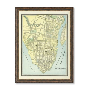 Farmhouse Decor, Charleston Maps, South Carolina Map, Vintage Wall Art Print, Old Map Poster, Heavy Matte Paper, Gift Idea