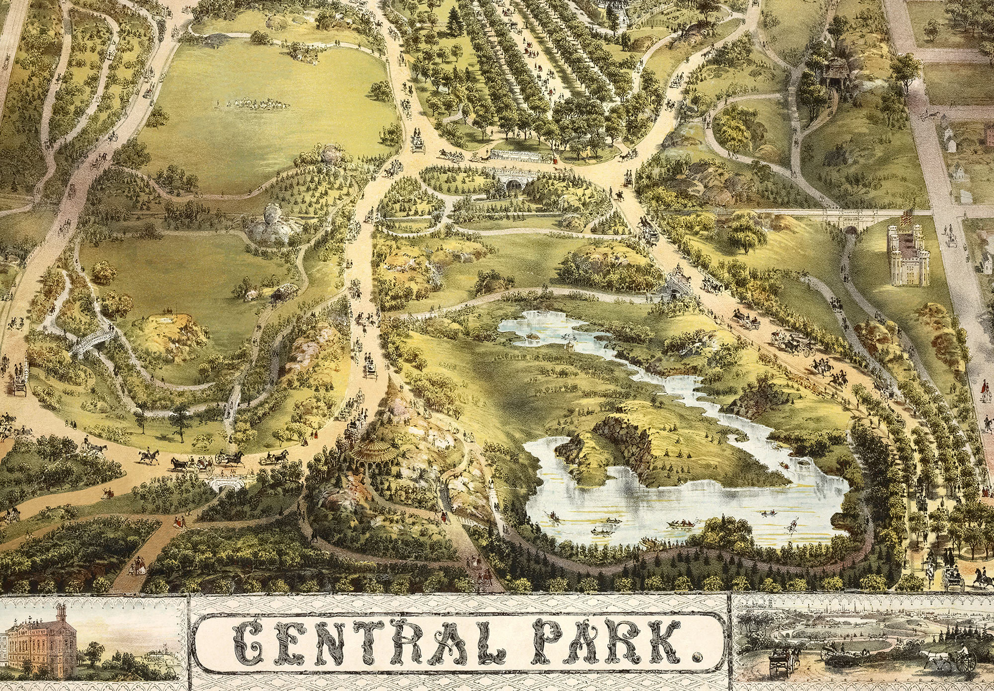 Map of Central Park New York Pictorial Map Vintage City Poster | Etsy