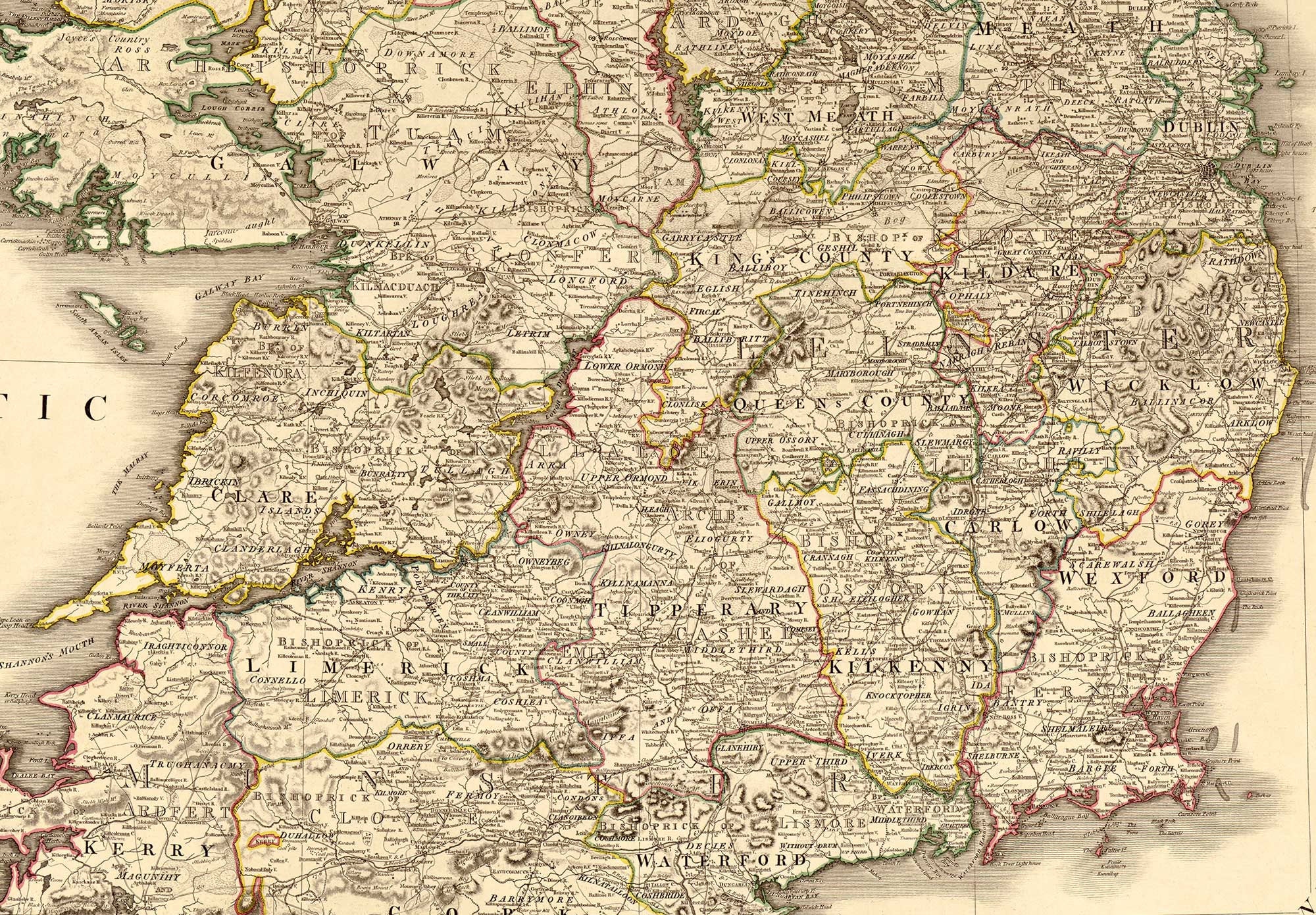 Map of Ireland 1797 Print Vintage Colored Map Country Home Etsy