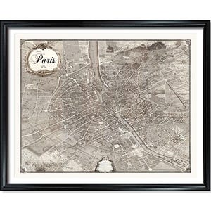 Paris Map 1734 Vintage European City Poster Print on Matte Paper Decorative Black and White Antique Wall Decor City Map of France