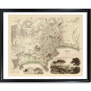 Naples Italy Map Print: 1835 Vintage European City Plan