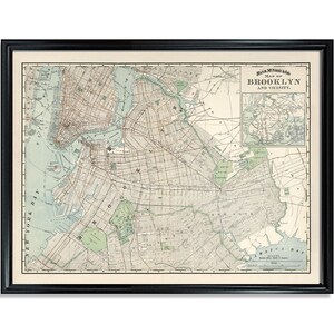 Brooklyn 1891 Map of New York Decorative Wall Decor Poster Print on Matte Paper of New York