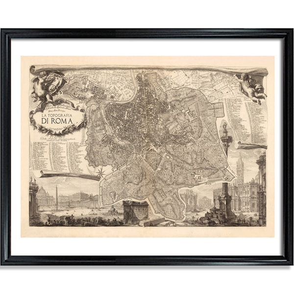 Map of Rome Vintage European City Poster Print on Matte Paper Decorative Antique Wall Decor City Map of Italy