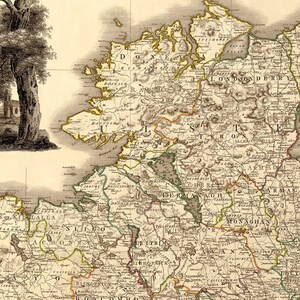 Map of Ireland 1797 Print Vintage Colored Map Country Home Wall Decor