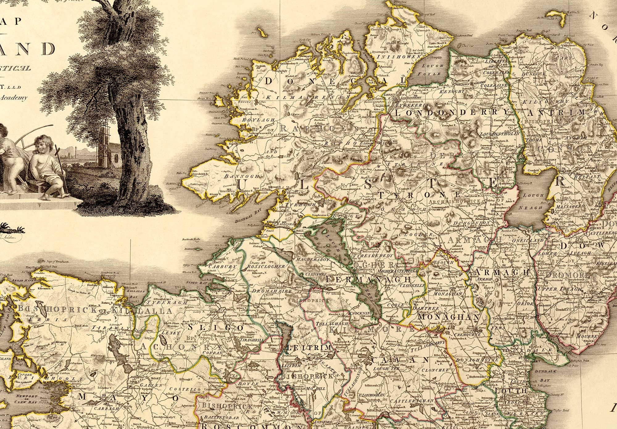 Map of Ireland 1797 Print Vintage Colored Map Country Home Etsy