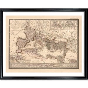 Roman Empire Map Vintage European City Poster Print on Matte Paper Decorative Antique Wall Decor City Map of Italy