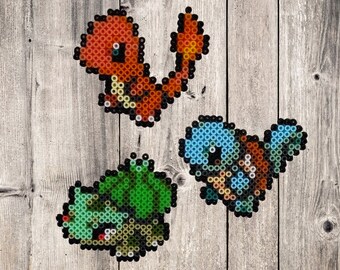 Magnets/Porte clé Pokemon 8bits - Aimants Carapuce Salameche Bulbizarre - Décoration jeu vidéo en pixel-art/perles à repasser