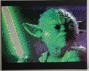 Tableau pixel-art Yoda - Star Wars / Perles à repasser