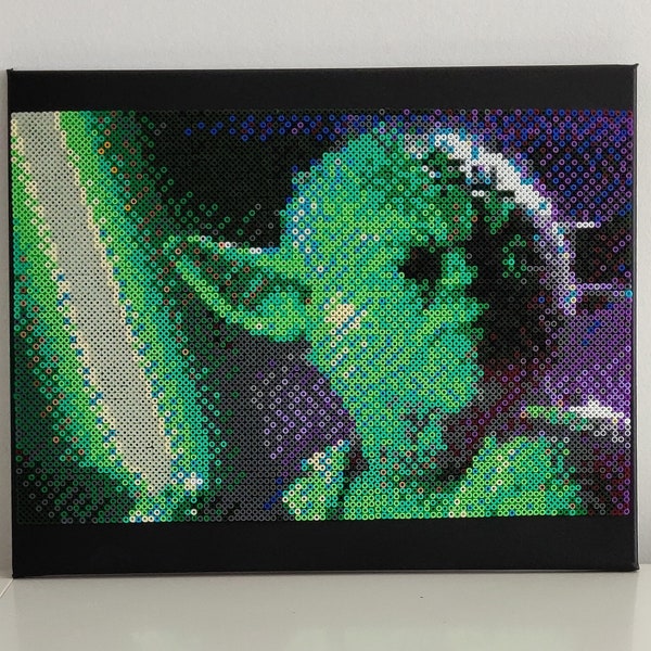 Tableau pixel-art Yoda - Star Wars / Perles à repasser