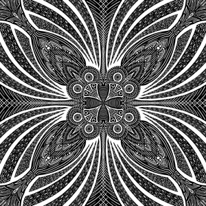 Bird Mandala - Digital Print - B&W