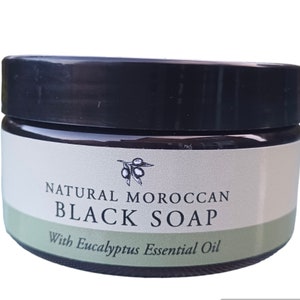 Moroccan Black Soap Infused with Eucalyptus Oil + Exfoliating Kessa Glove
