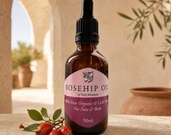 Rosehip Oil 50ml, Cold Pressed Face and Body Oil, Pure Natural Skincare