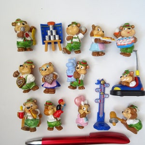 Kinder Sorpresa Completo da Collezione 12 Figure Set 1996 Serie + 1 carta BEARS FAIR Top Ten Teddies Figurine Miniature